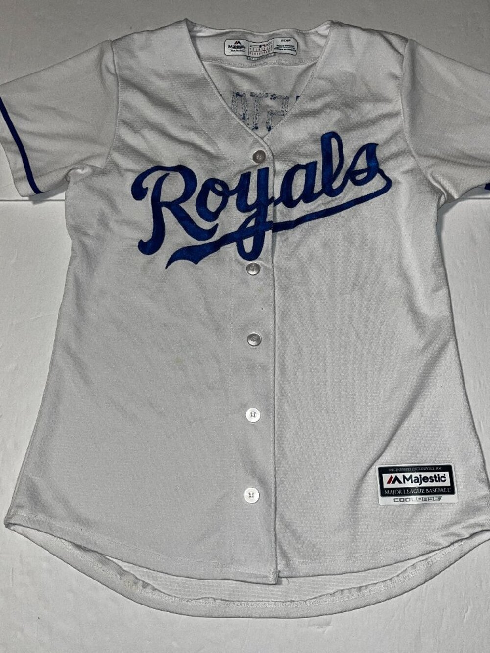 Majestic Kansas City Royals Mike Moustakas women's baseball jersey small